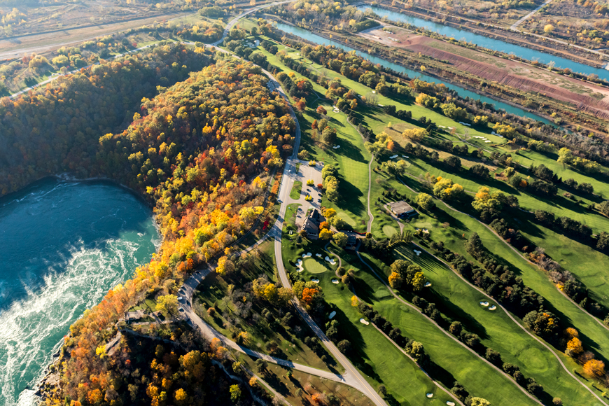 An aerial view of the Whirlpool Golf Course