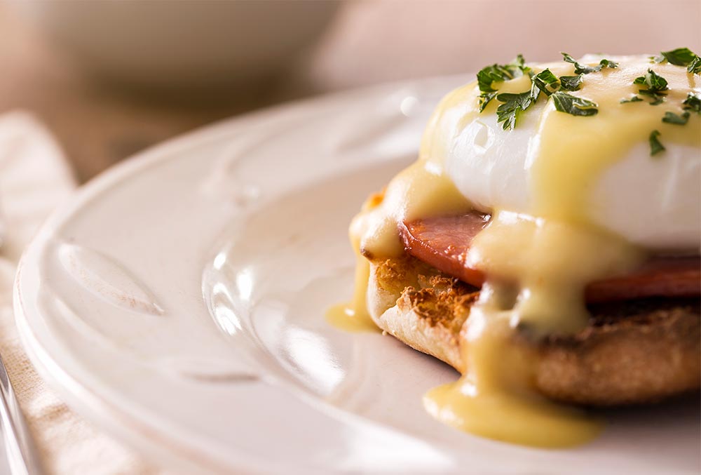 The Eggs Benedict dish served at Queenston Heights Restaurant during brunch