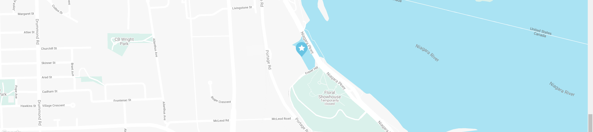 Map of location leading to an interactive map of Niagara Parks