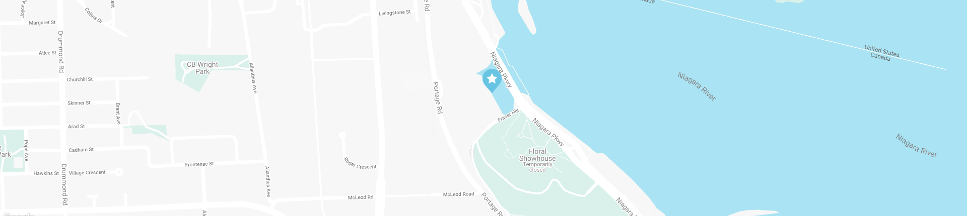 Map of location leading to an interactive map of Niagara Parks